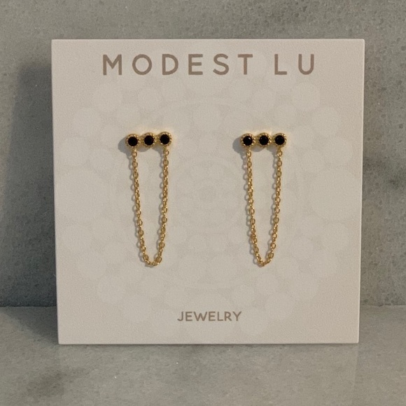 FARM Rio Jewelry - Ella S925 Crystal Gold Chain Hoop Huggie Earrings Bhoh